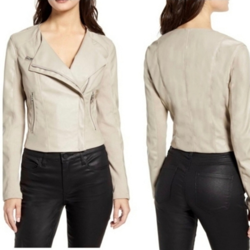 NWOT- BlankNYC Record Breaker Collarless Vegan Leather Moto Jacket